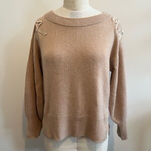 LoveShackFancy Beige Sweater with Bow Accents